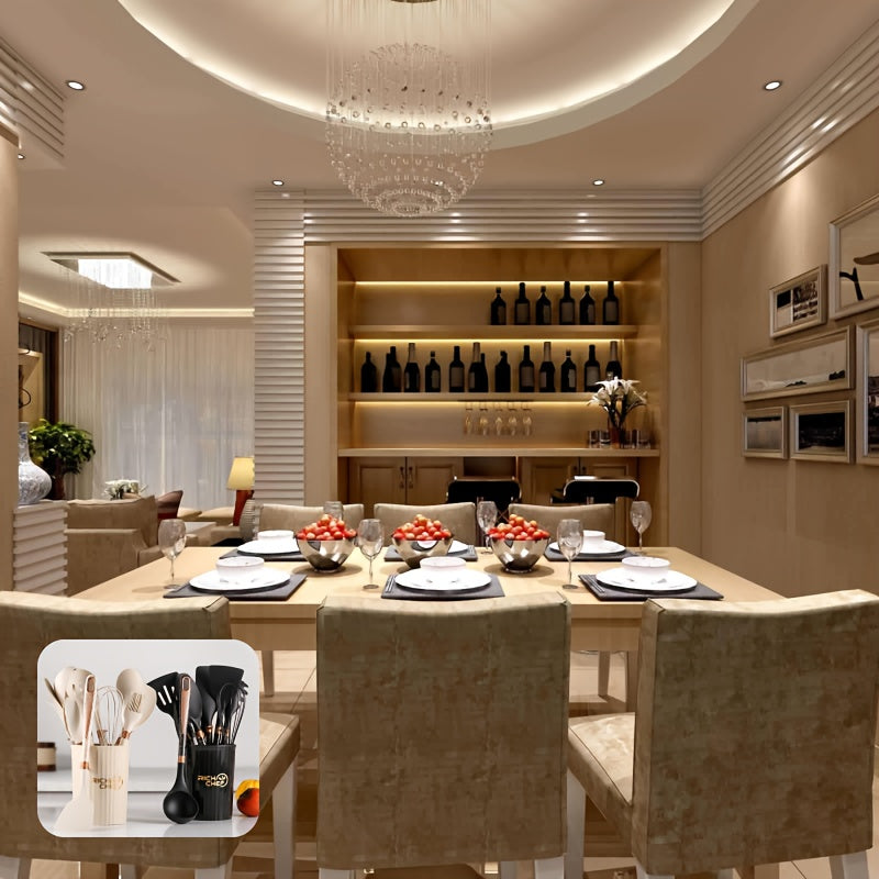 Köksredskapsset i silikon med trähandtag 4