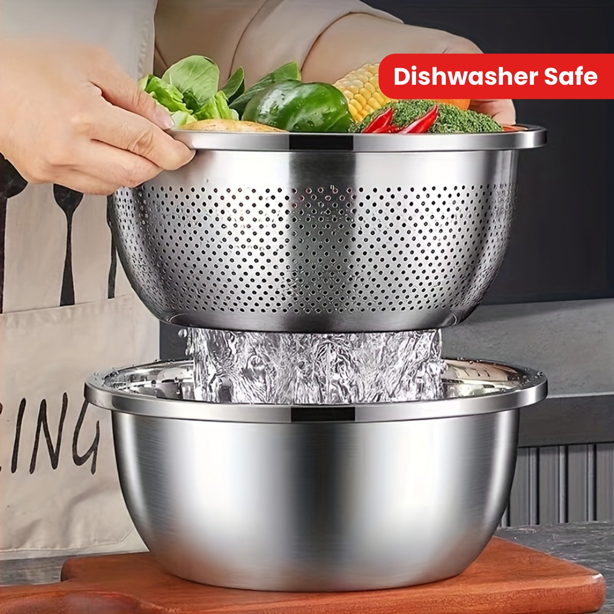 Köksset med Rostfritt Stål - Durkslag och Blandningsskål 1