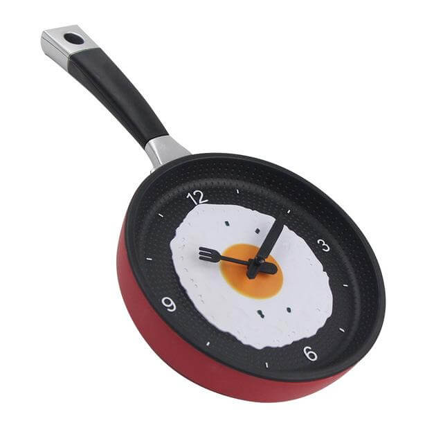 Köksväggklocka Stekpanna med Äggdesign 3