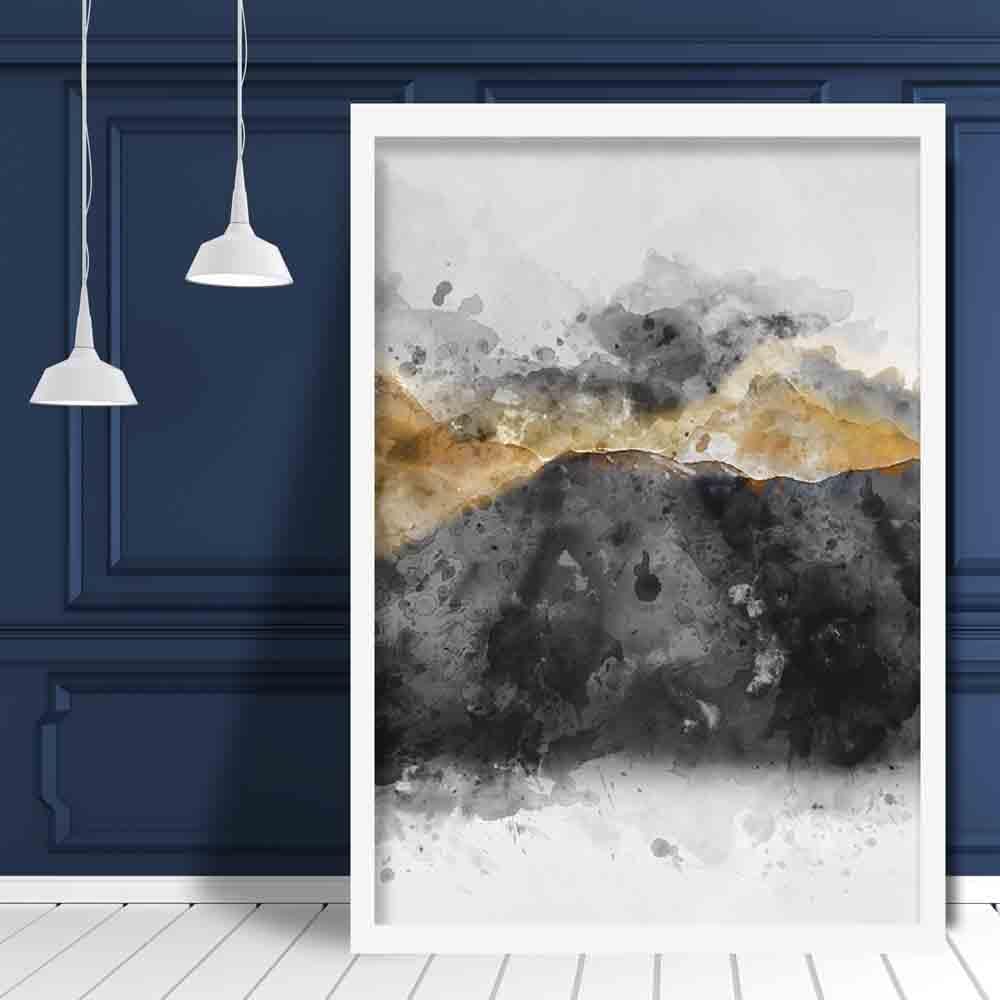 Konsttryck Akvarell Berg Abstrakt 1