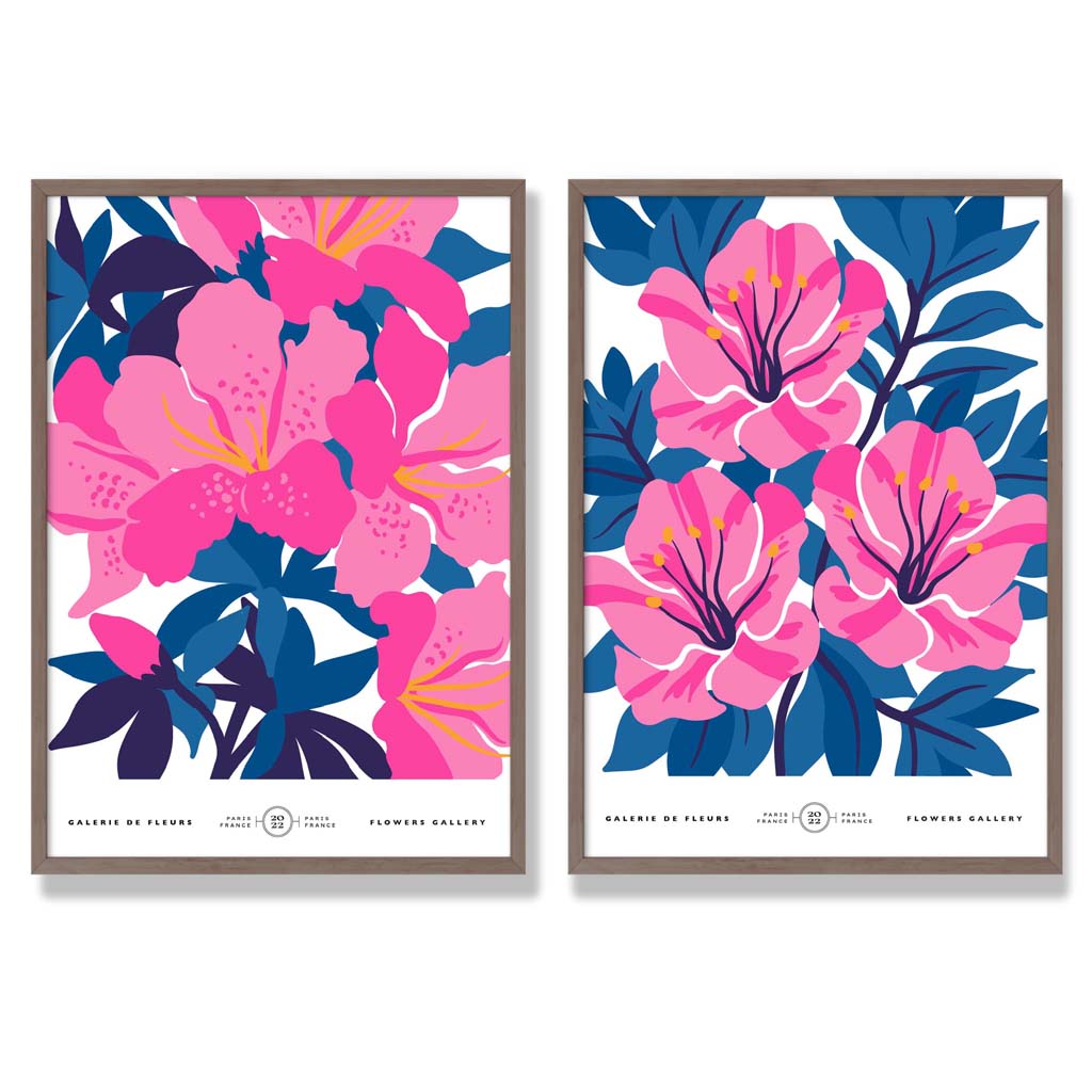 Konsttryck Set med Blommor i Ljusblå och Rosa 7