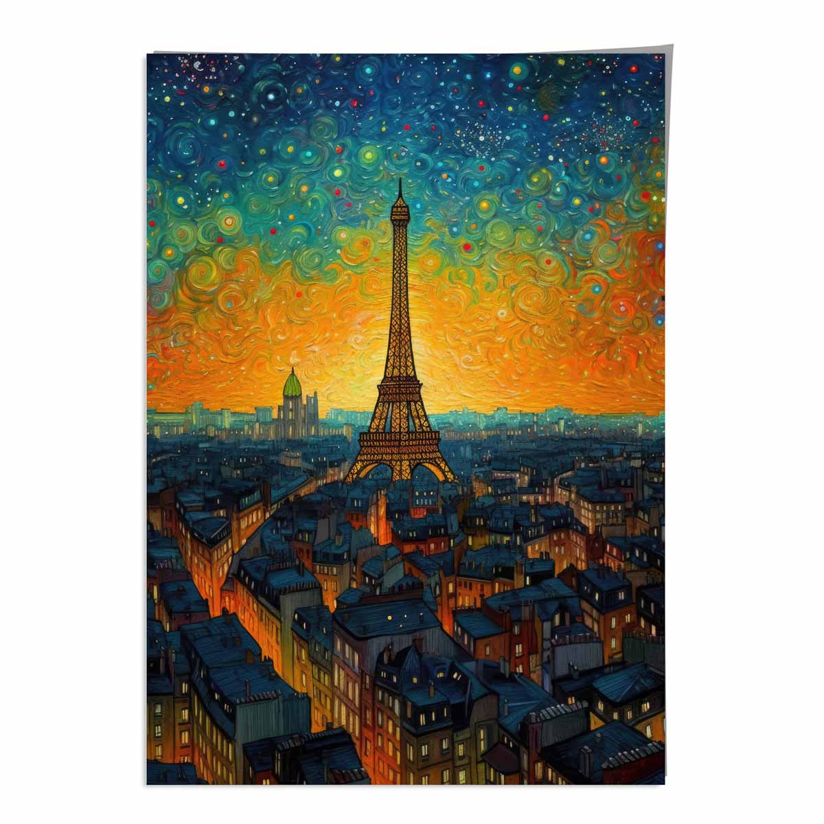 Konsttryck av Paris vid solnedgången 0