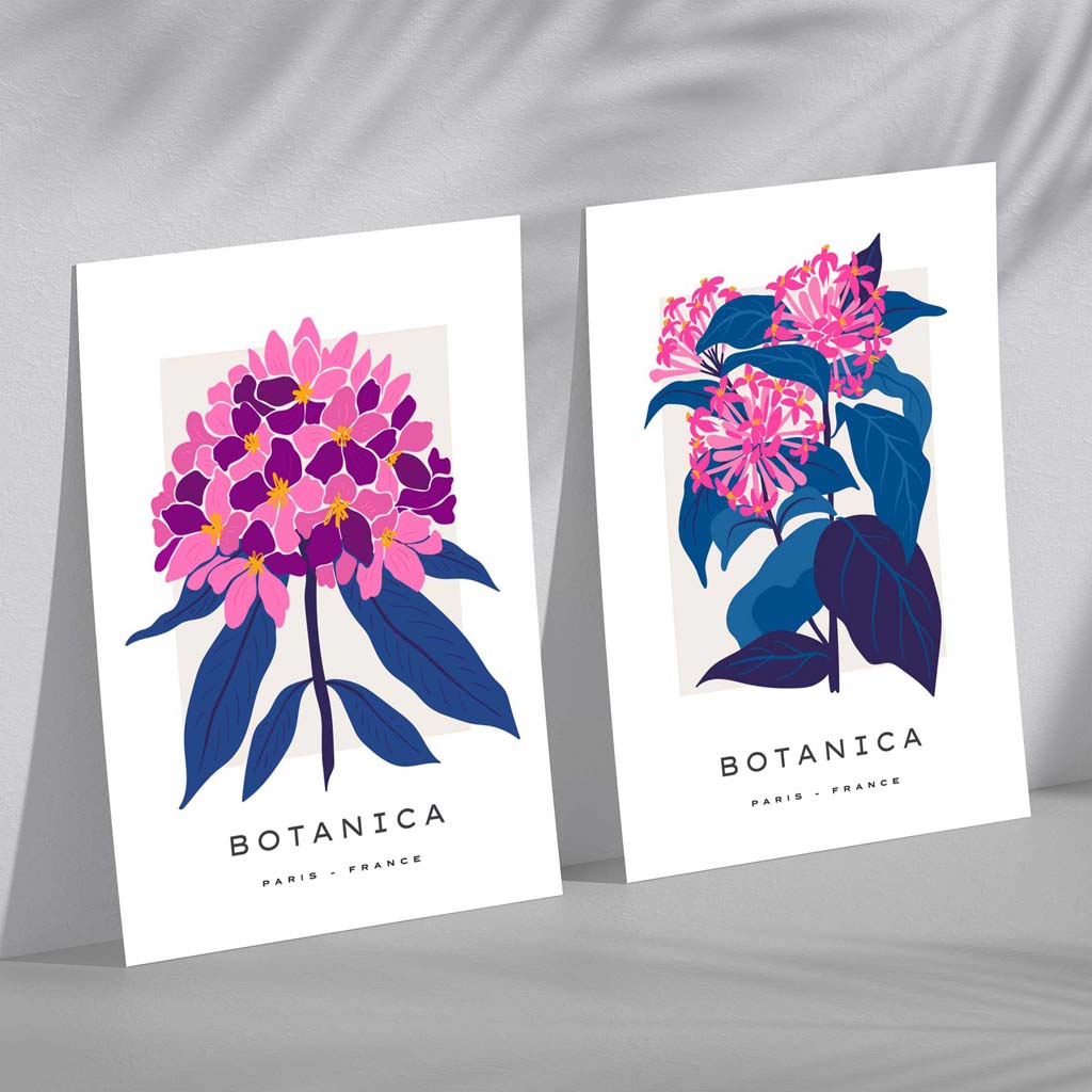 Konsttryck med Blommotiv - Set med 2 Inramade Tavlor 2