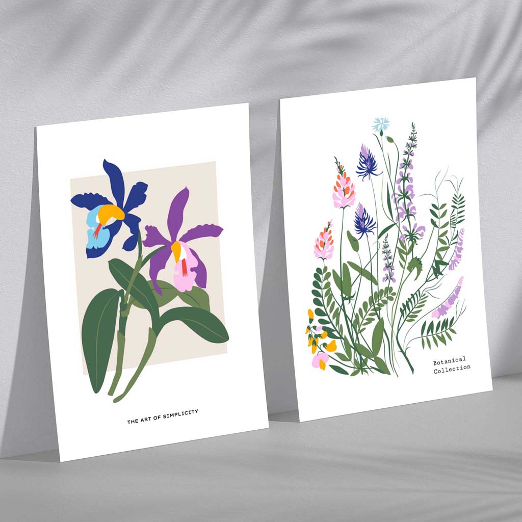 Konsttryck med Färgglada Vårblommor - Sätt med 2 Inramade Tavlor 2