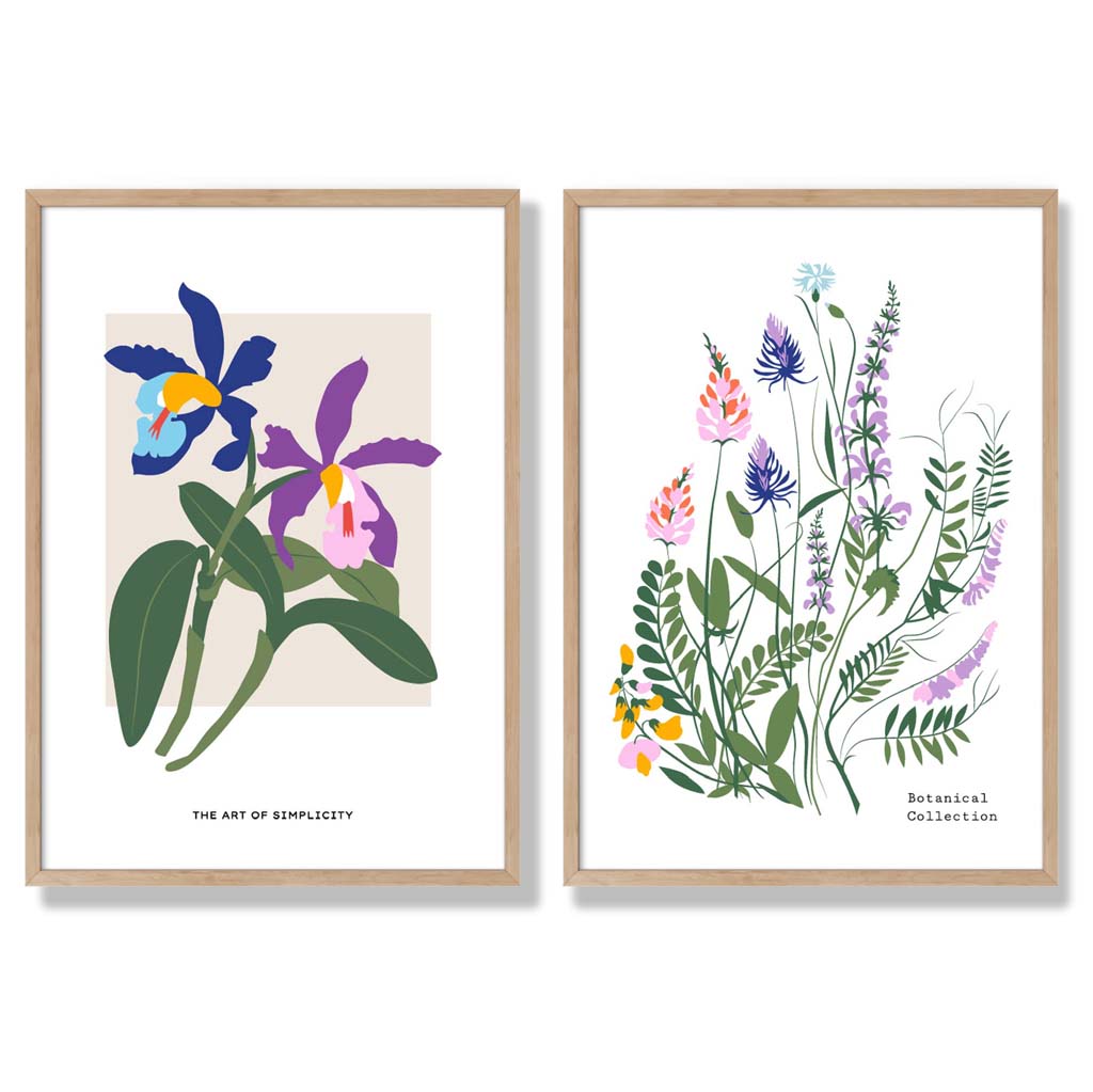 Konsttryck med Färgglada Vårblommor - Sätt med 2 Inramade Tavlor 6
