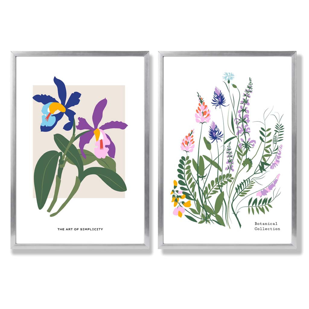 Konsttryck med Färgglada Vårblommor - Sätt med 2 Inramade Tavlor 9