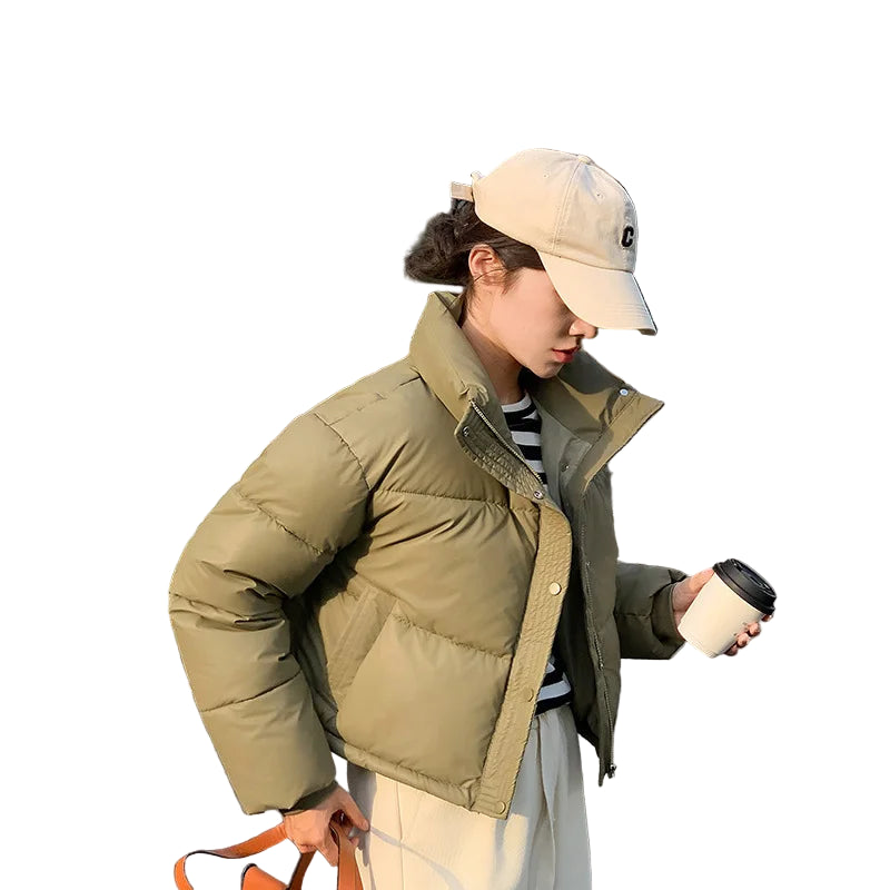 Kort Vinterjacka Dam Puffer med Ståkrage 0