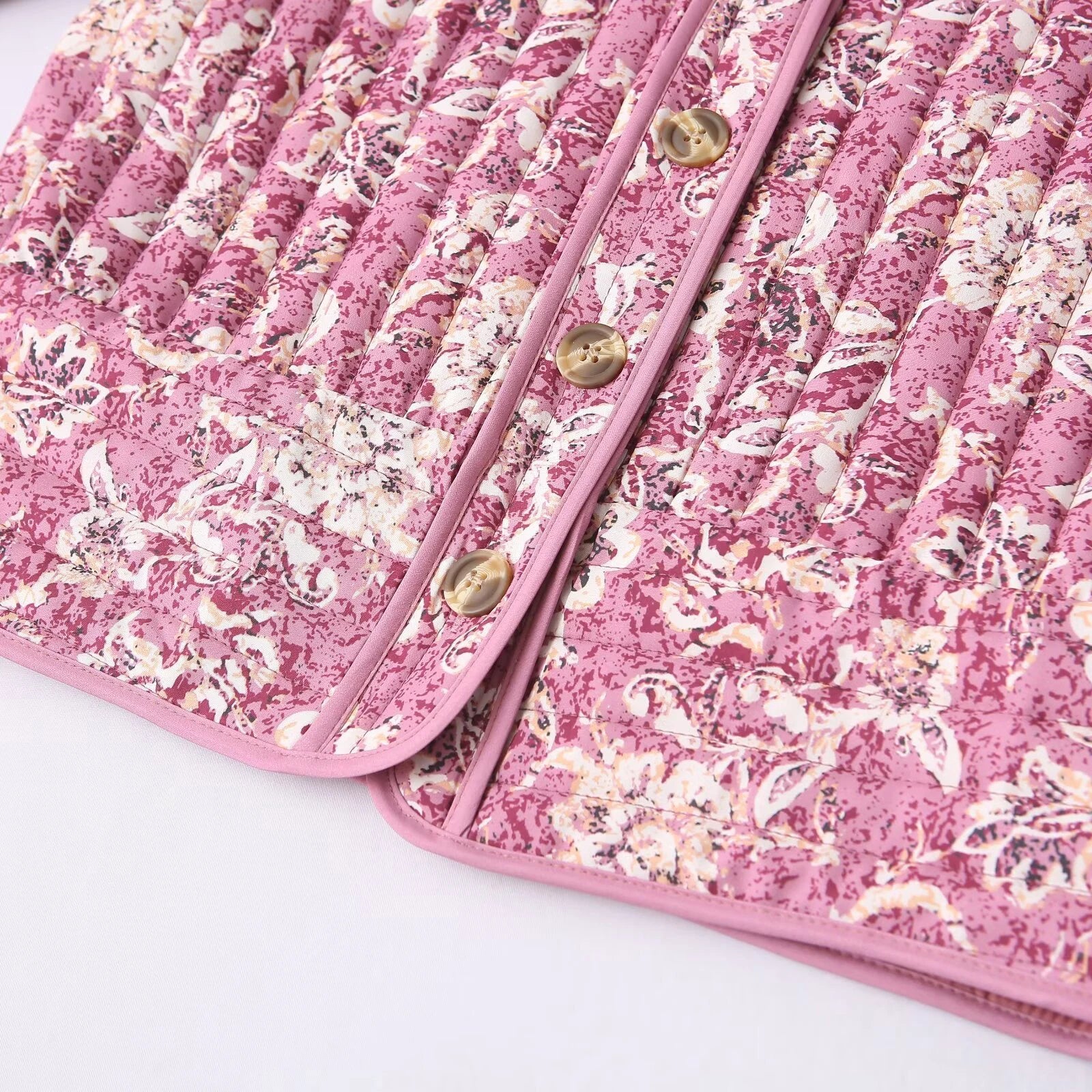 Korta Dunjacka Dam Blommönster Vadderad Pufferjacka 5