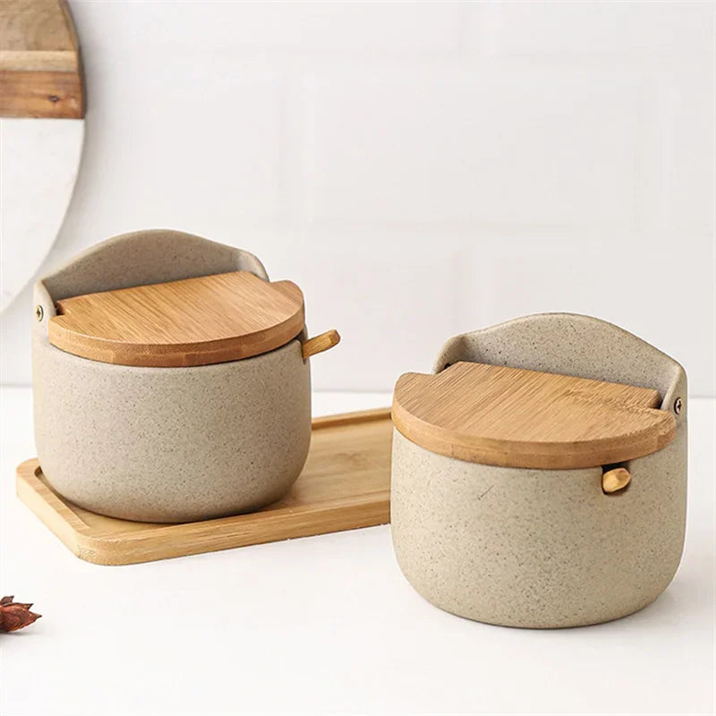 Kryddburk i Japansk Stil med Bambu Lock 0
