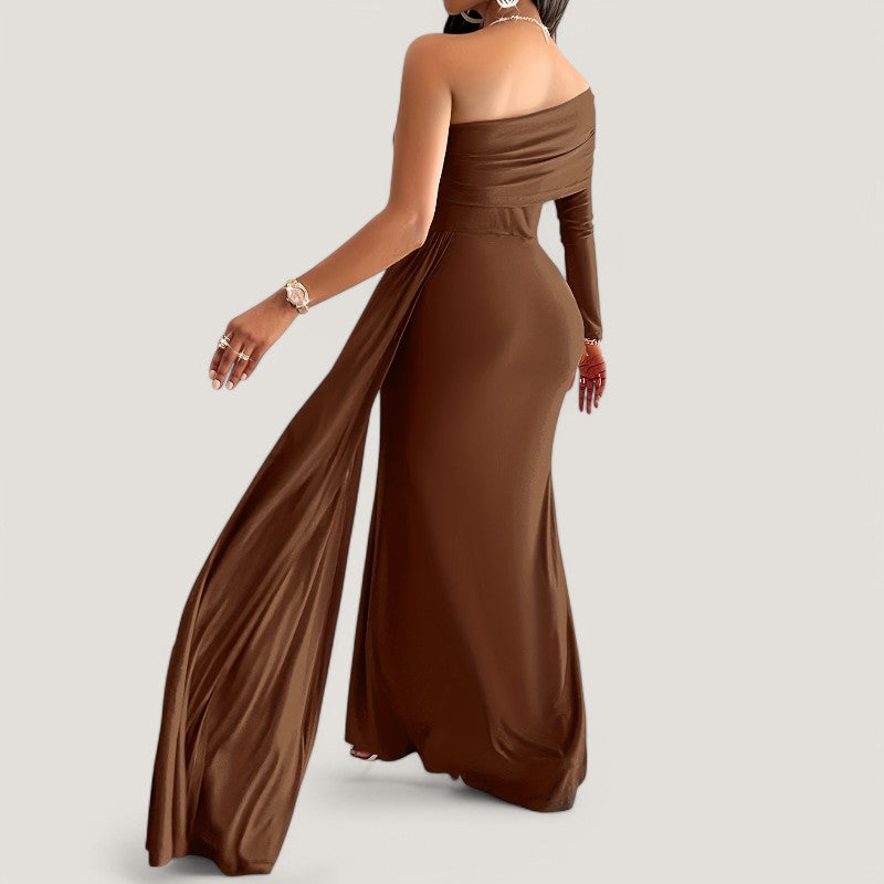 Kvinna Asymmetrisk Klänning Bodycon Polyester Maxi Länge 2