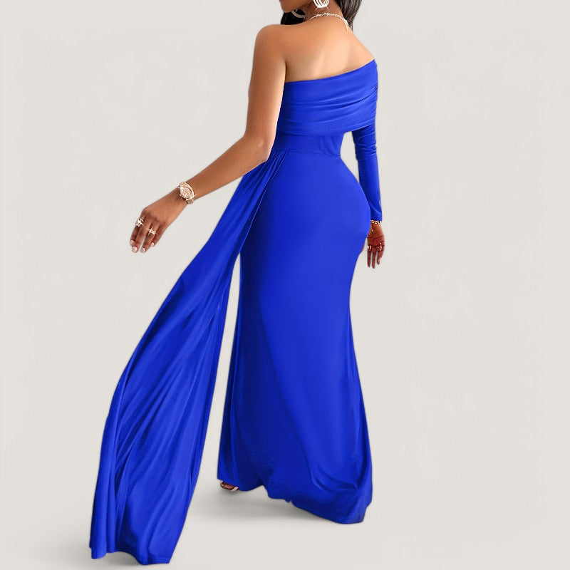 Kvinna Asymmetrisk Klänning Bodycon Polyester Maxi Länge 4