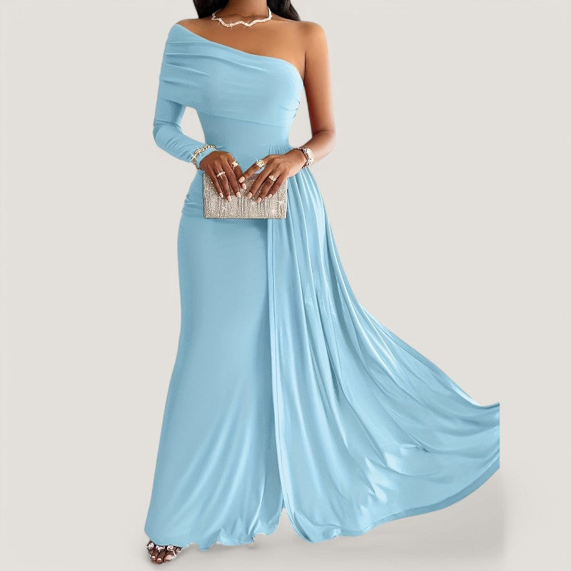 Kvinna Asymmetrisk Klänning Bodycon Polyester Maxi Länge 5