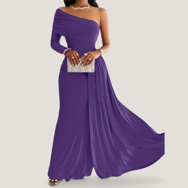 Kvinna Asymmetrisk Klänning Bodycon Polyester Maxi Länge 8