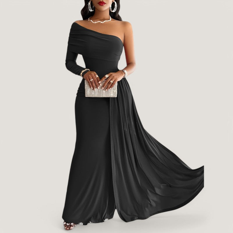 Kvinna Asymmetrisk Klänning Bodycon Polyester Maxi Länge 9