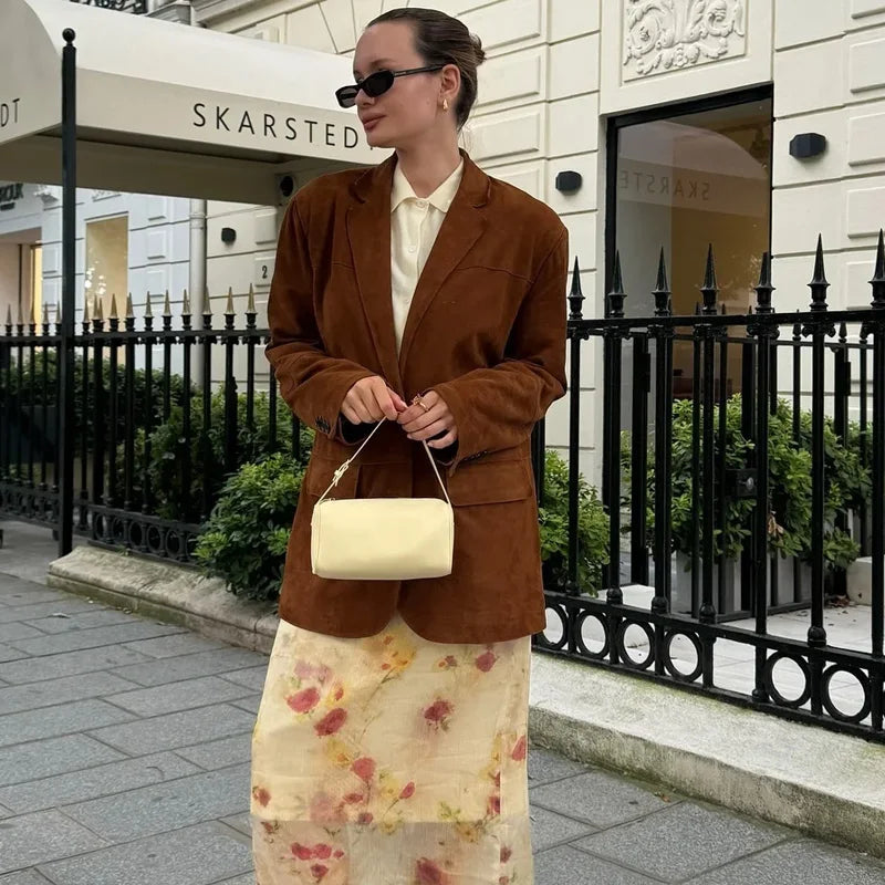 Kvinna Blazer Jacka med Cropped Passform 2