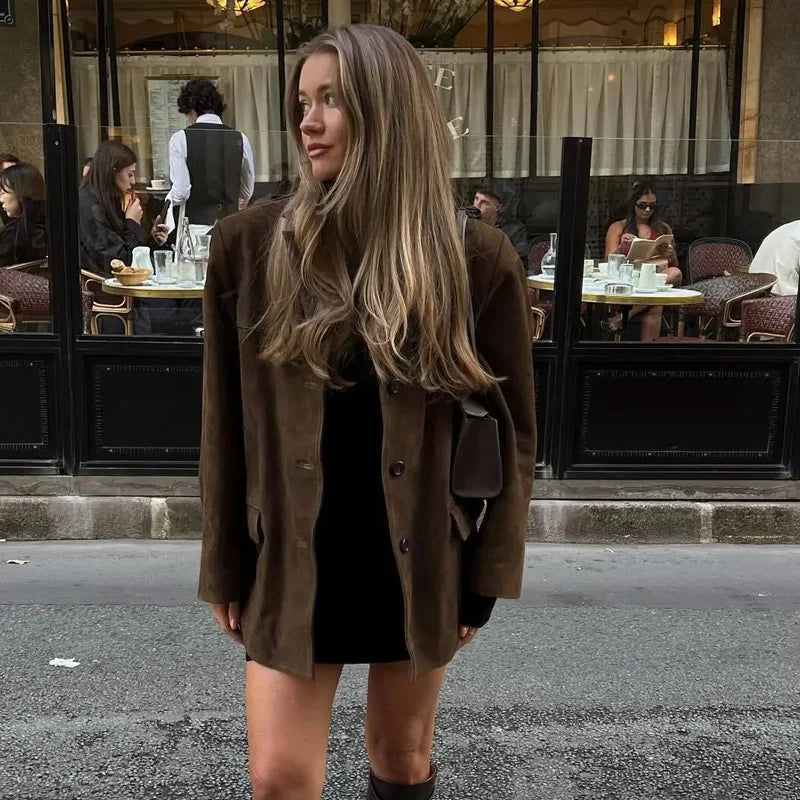 Kvinna Blazer Jacka med Cropped Passform 3