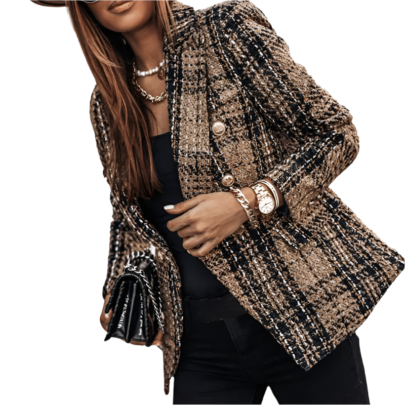 Kvinna Blazer Rutigt Stilren 0