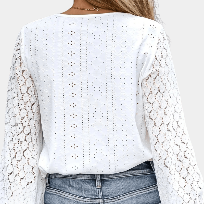 Kvinna Blus V-ringad Spets 4