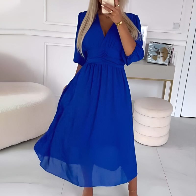 Kvinna Chiffon Klänning Flödande Stil 3