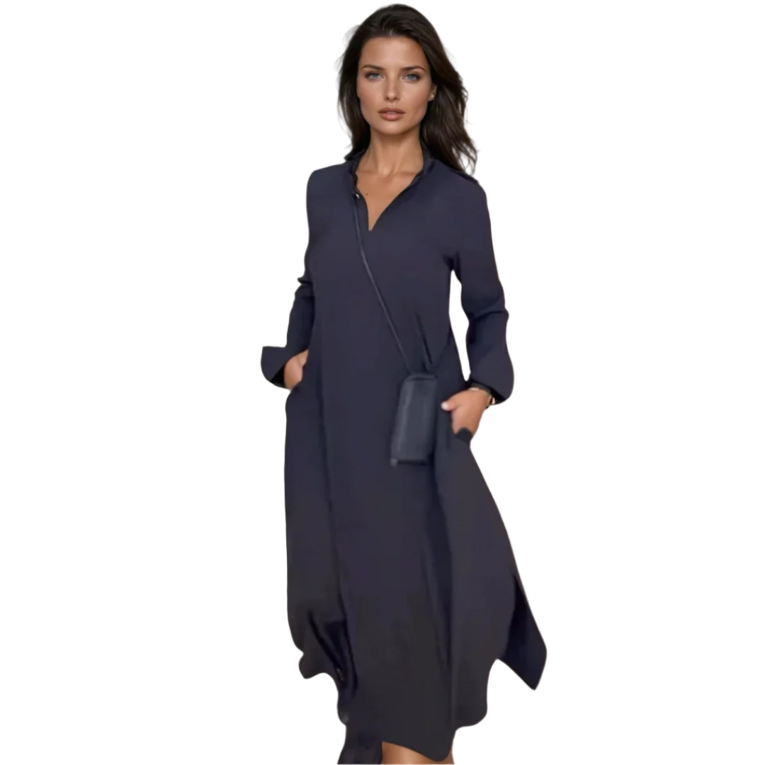 Kvinna Maxi Klänning Elegant Långärmad 0