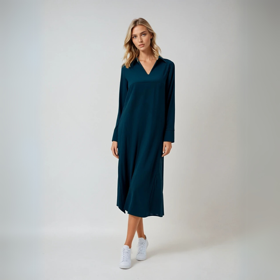 Kvinna Maxi Klänning Elegant Långärmad 1