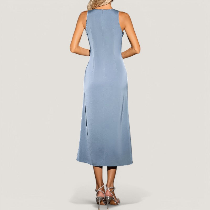 Kvinna Maxi Klänning Utan Ärmar Polyester 2