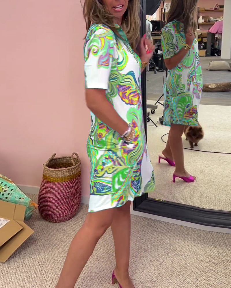 Kvinna Midi Klänning Boho-tryck Lätt Viskos 7