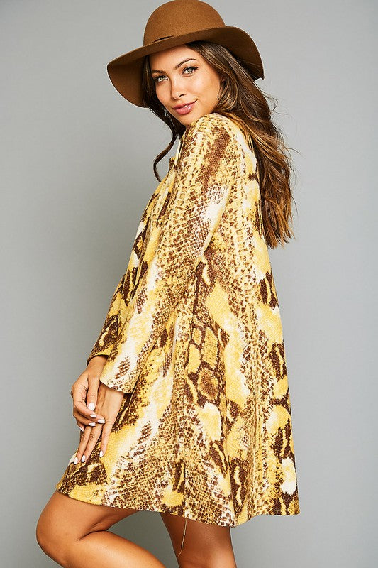 Kvinna Mini Klänning Djurtryck med Fickor 3