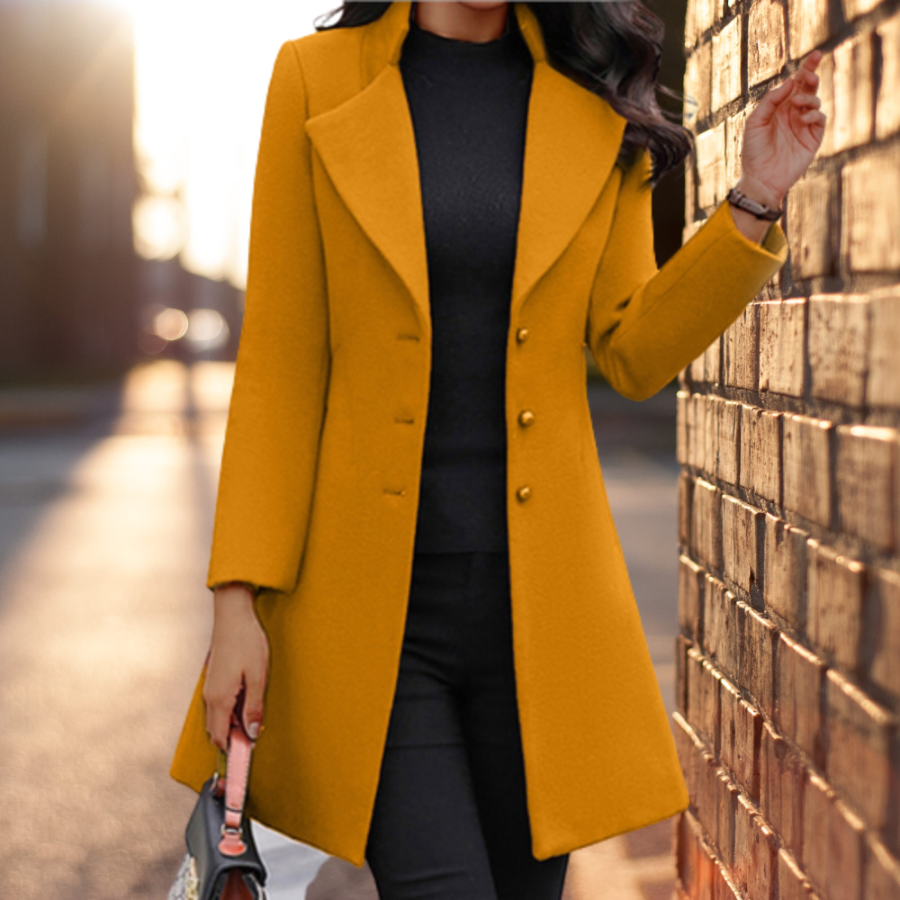 Kvinno Lång Kappa Skräddarsydd Passform Ullmix 1