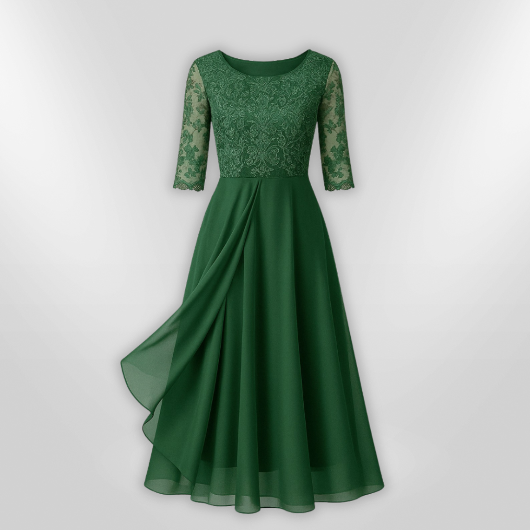 Kvinnor Klänning Asymmetrisk Spetsdetaljer Mjukt Tyg 3