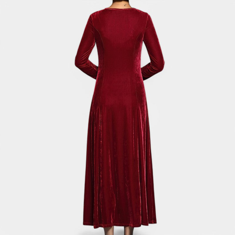 Kvinnor Midi Klänning Långärmad Polyester A-linjeformad 8