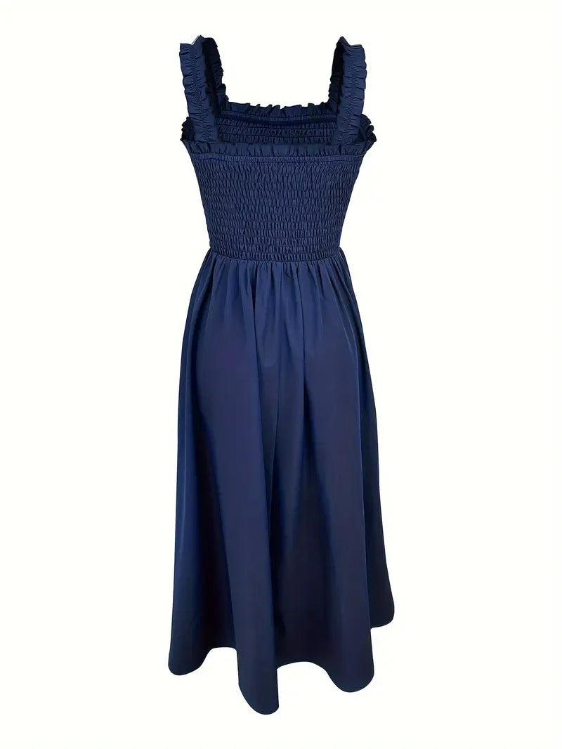 Kvinnors A-Linjeformad Maxiklänning med Shirred Bodice Lättviktsmaterial 1