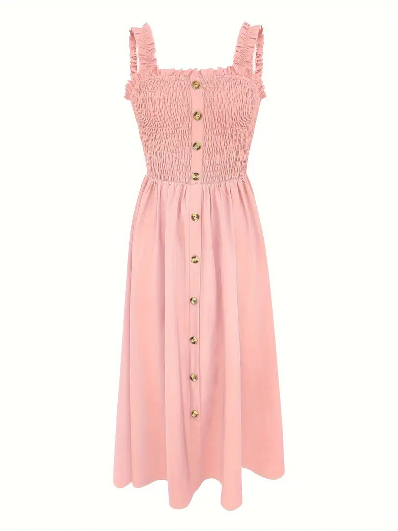 Kvinnors A-Linjeformad Maxiklänning med Shirred Bodice Lättviktsmaterial 6