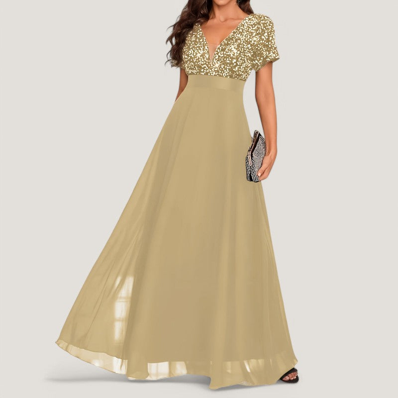 Kvinnors A-linjeformad Klänning med Paljetter 2