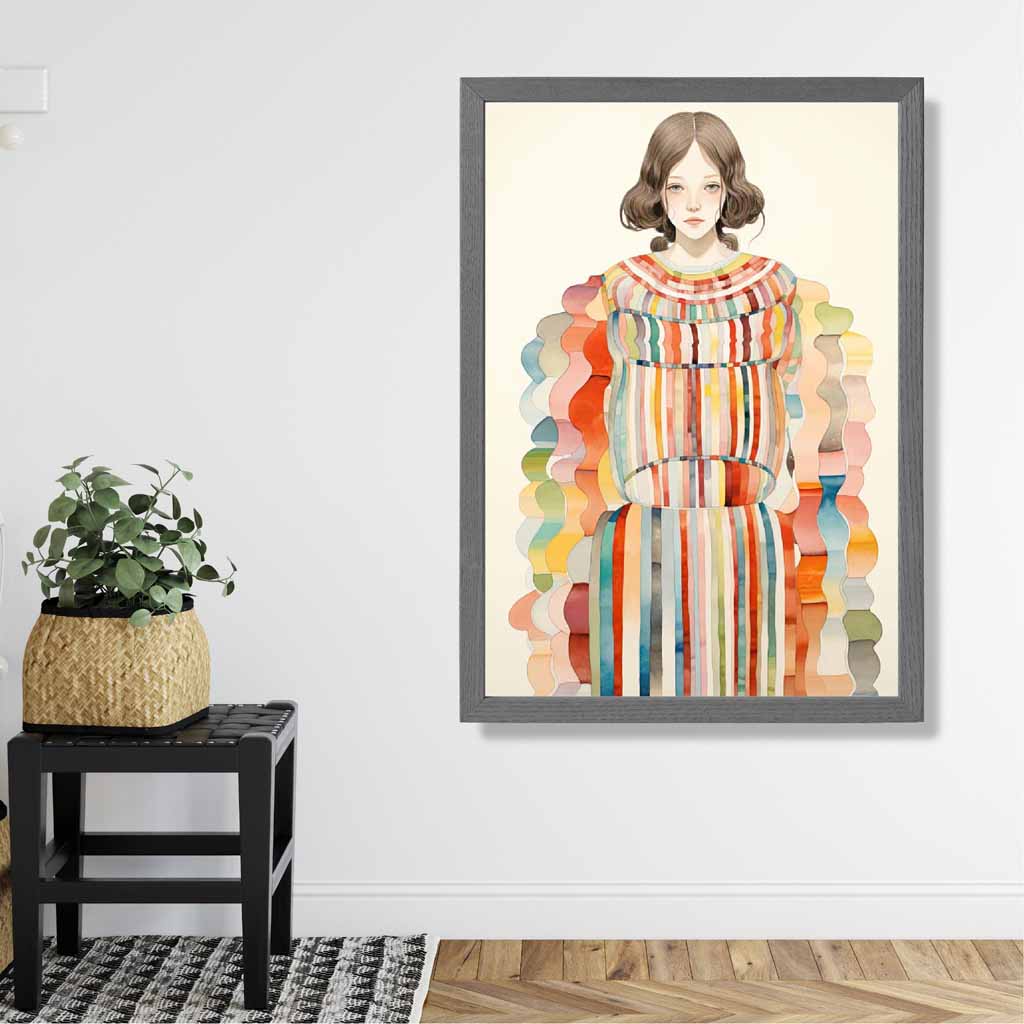 Kvinnors Abstrakt Konsttryck Färgglad Design 2