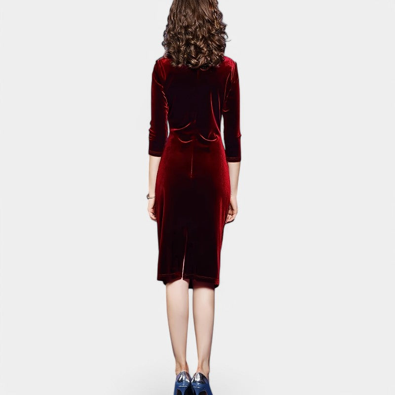 Kvinnors Aftonklänning Asymmetrisk Urringning Velour 2