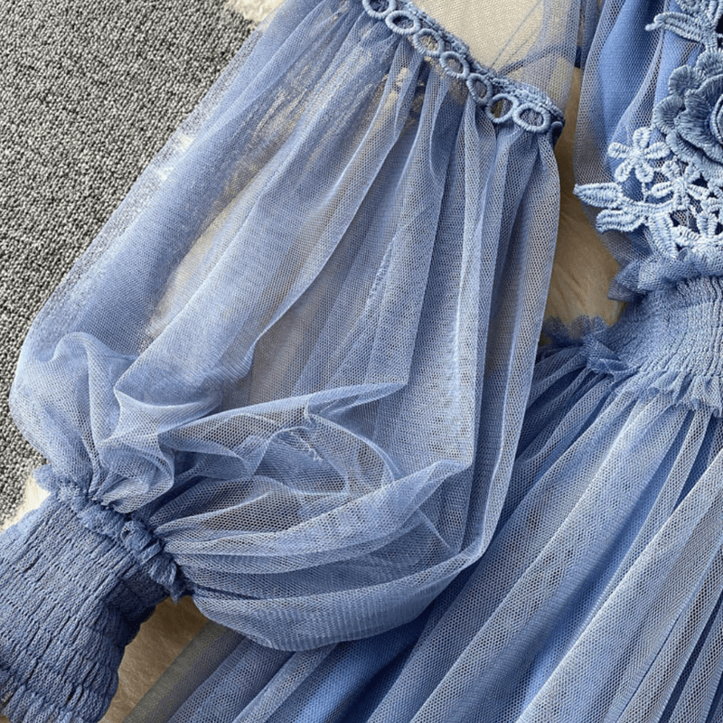 Kvinnors Aftonklänning Blommönster Hög Krage Mjuk Material 3