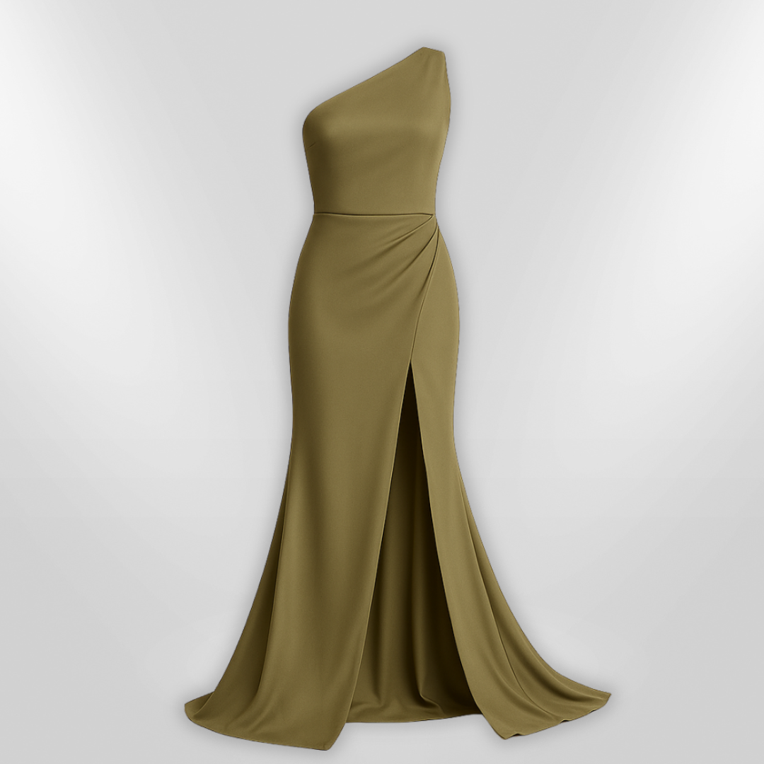 Kvinnors Asymmetrisk Klänning med Ficka Polyester Elastan 2