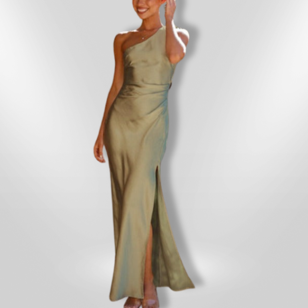 Kvinnors Asymmetrisk Klänning med Ficka Polyester Elastan 3