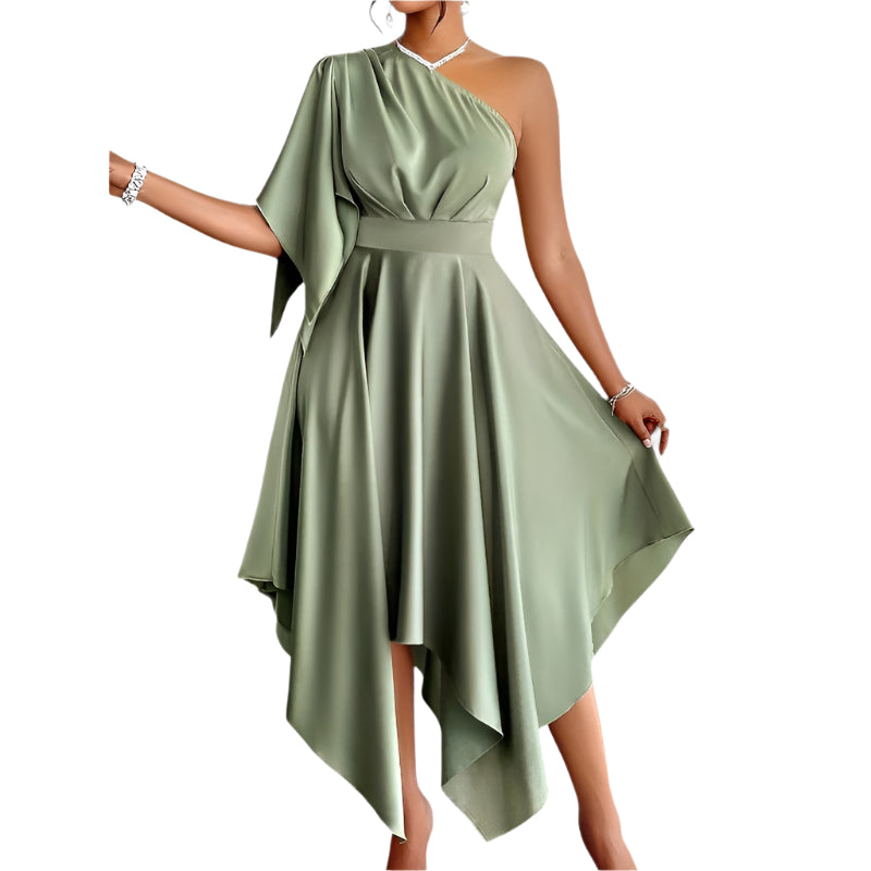 Kvinnors Asymmetrisk Peplum Klänning för Hösten 0