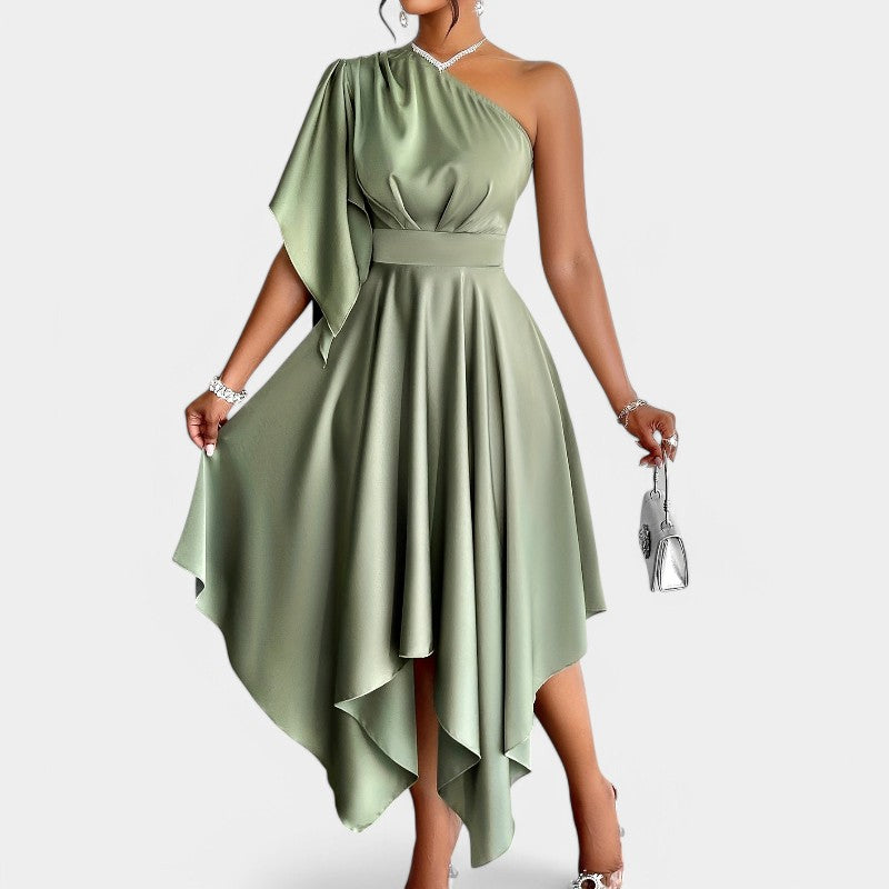 Kvinnors Asymmetrisk Peplum Klänning för Hösten 1