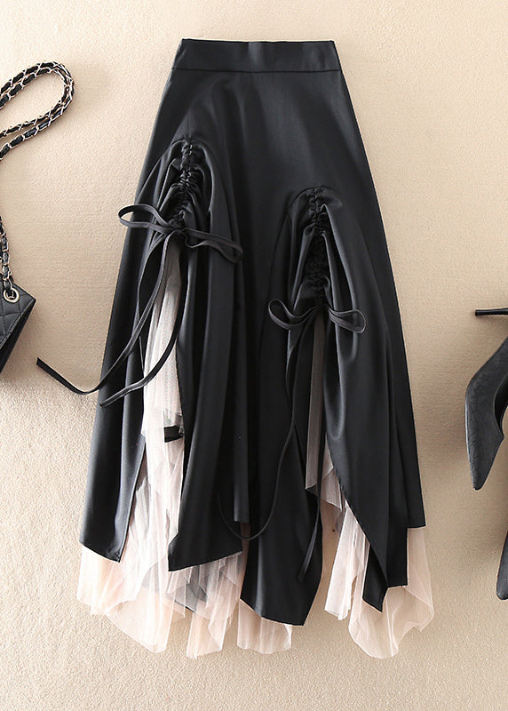 Kvinnors Asymmetrisk Tyllkjol med Dragsko för Vår och Sommar 0