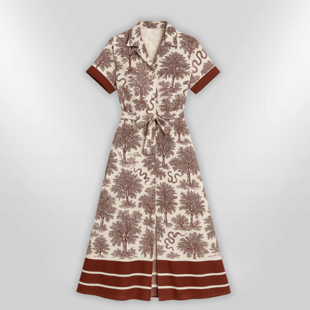 Kvinnors Avslappnad Klänning Med Naturinspirerat Mönster 3