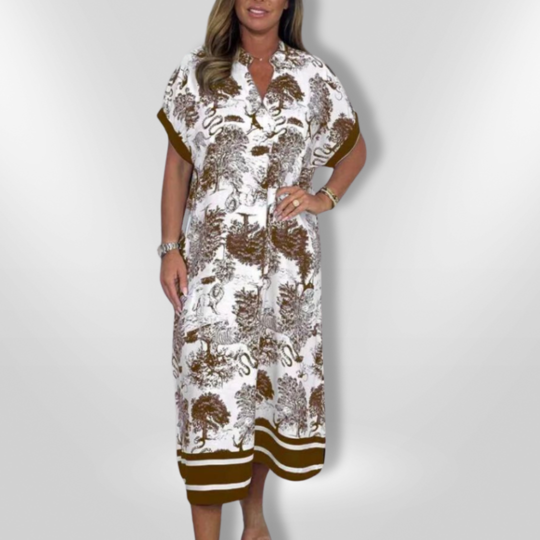 Kvinnors Avslappnad Klänning Med Naturinspirerat Mönster 6