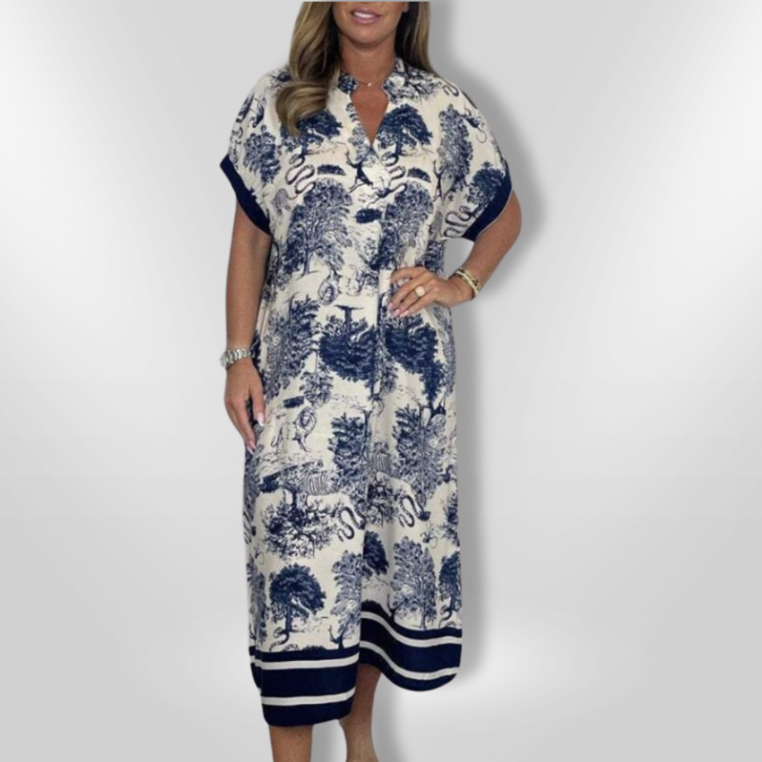 Kvinnors Avslappnad Klänning Med Naturinspirerat Mönster 7