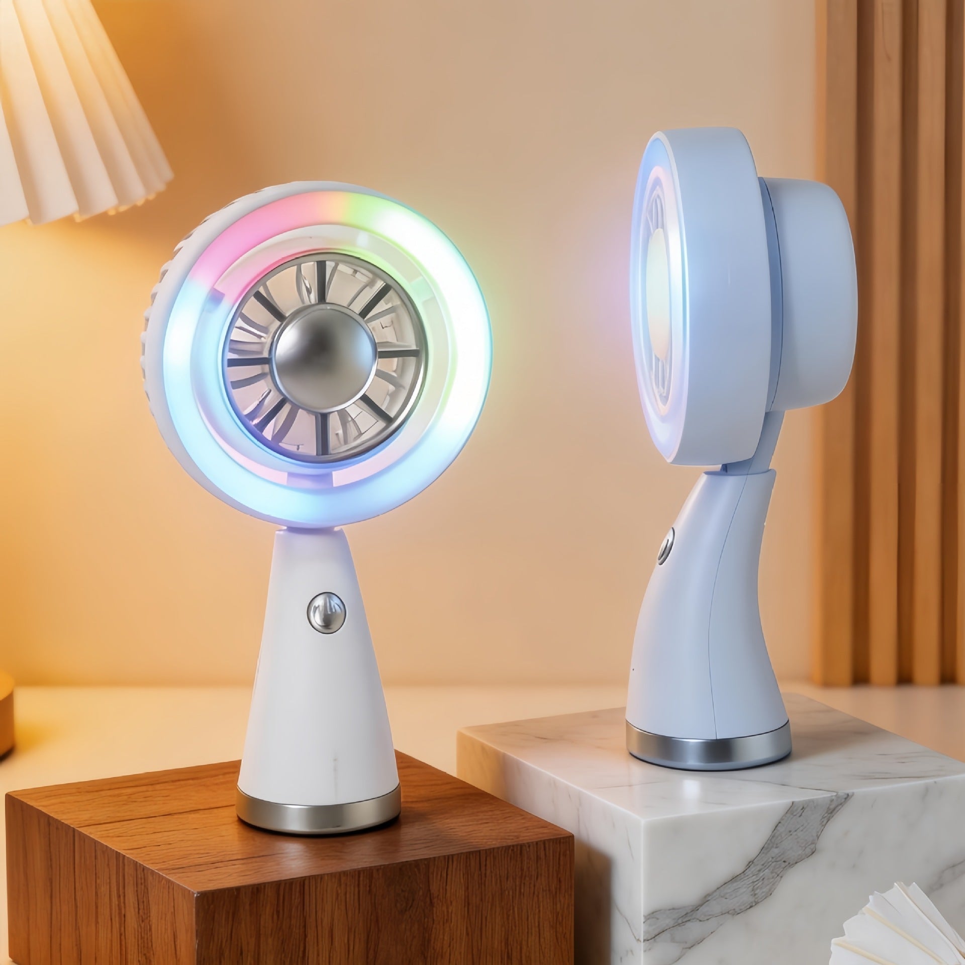 Kvinnors Bärbar Handfläkt Med RGB-Belysning 1