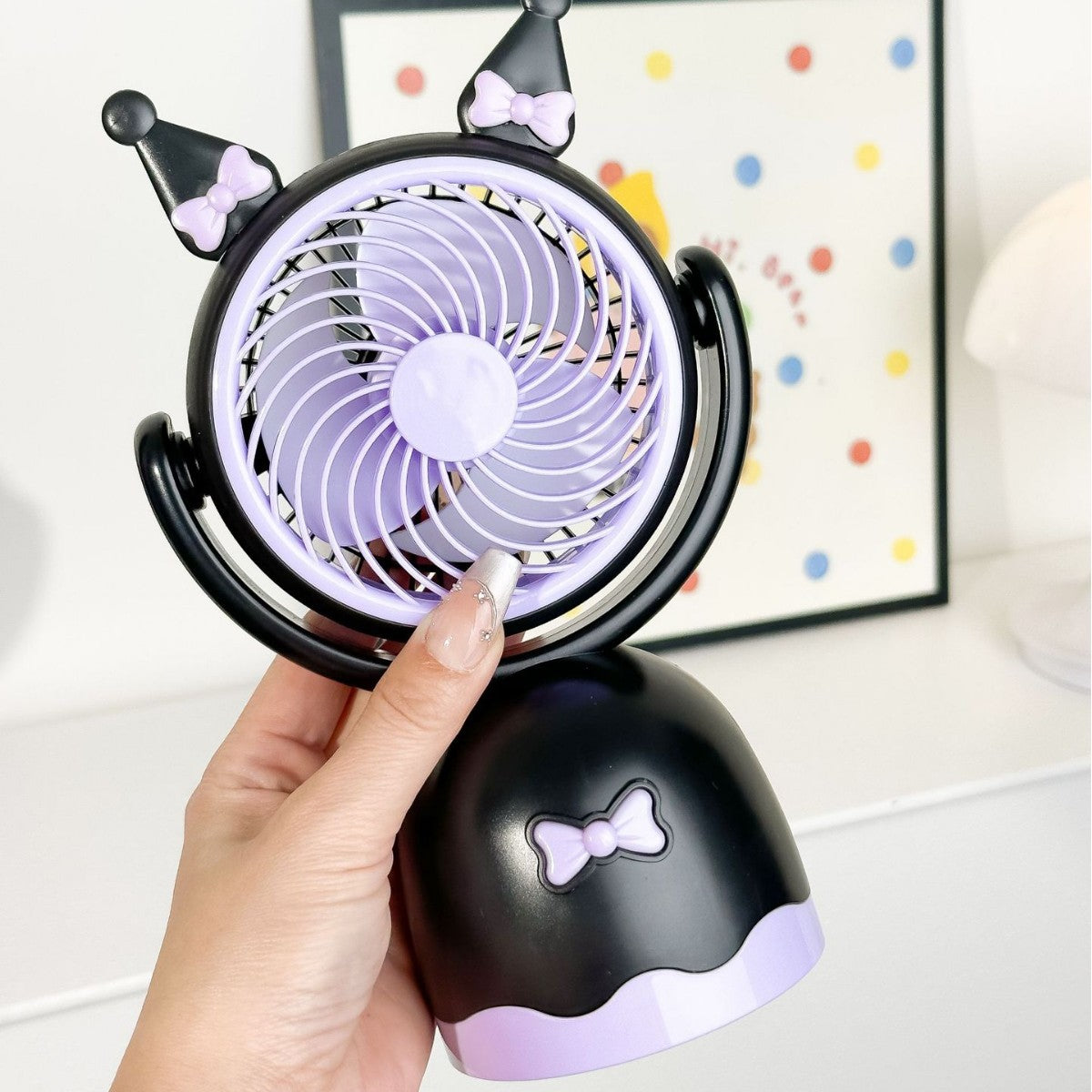 Kvinnors Bärbar Handfläkt med Kattöron Design 2