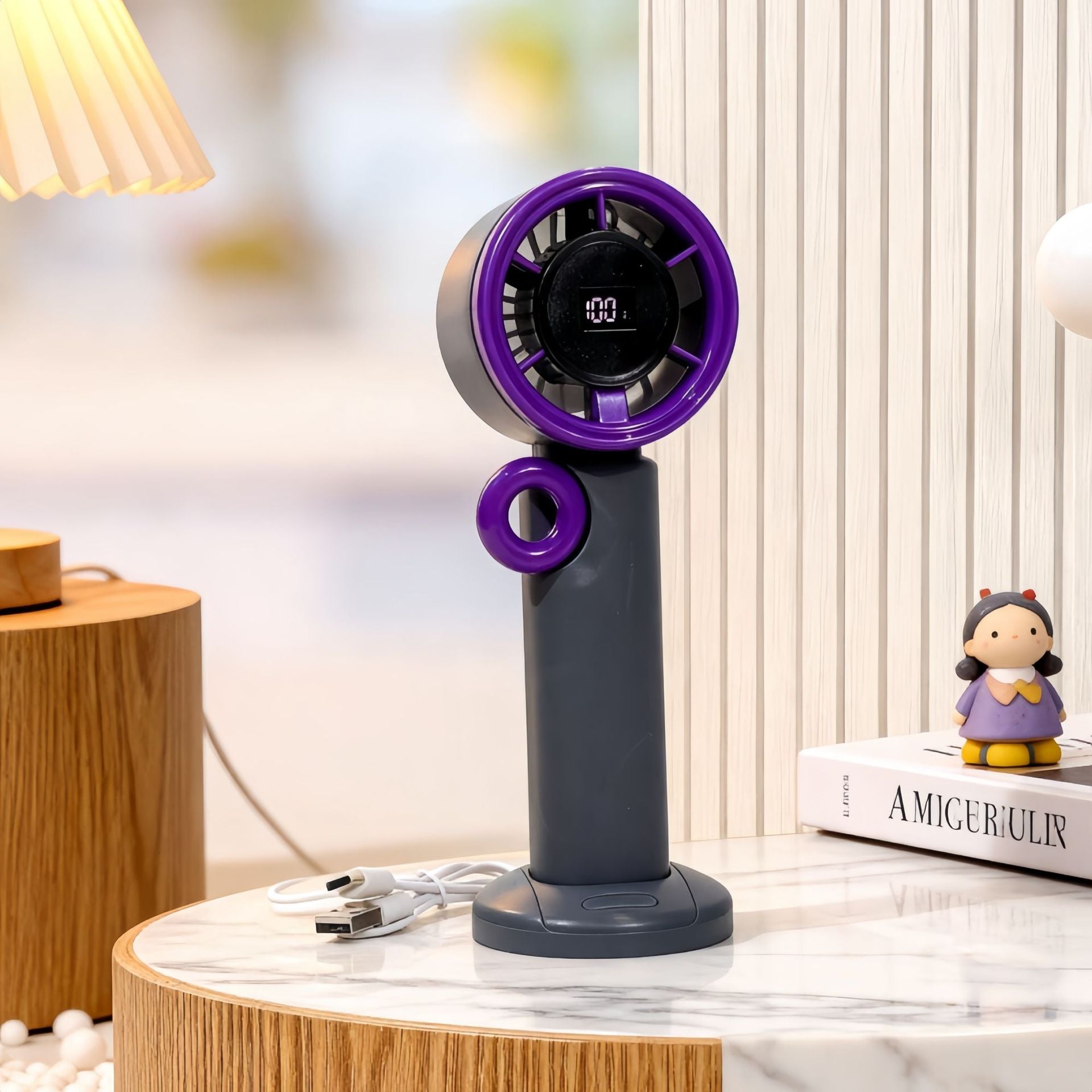 Kvinnors Bärbar Handfläkt med LCD-Skärm och Modern Design 7