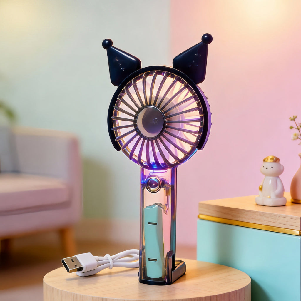 Kvinnors Bärbar Handfläkt med Sprayfunktion och LED-belysning 5