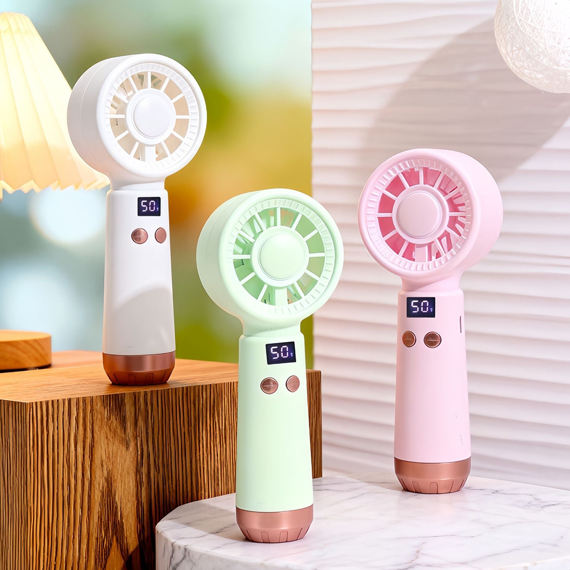 Kvinnors Bärbar USB-Fläkt med Temperaturdisplay och Fyra Hastighetsnivåer 1